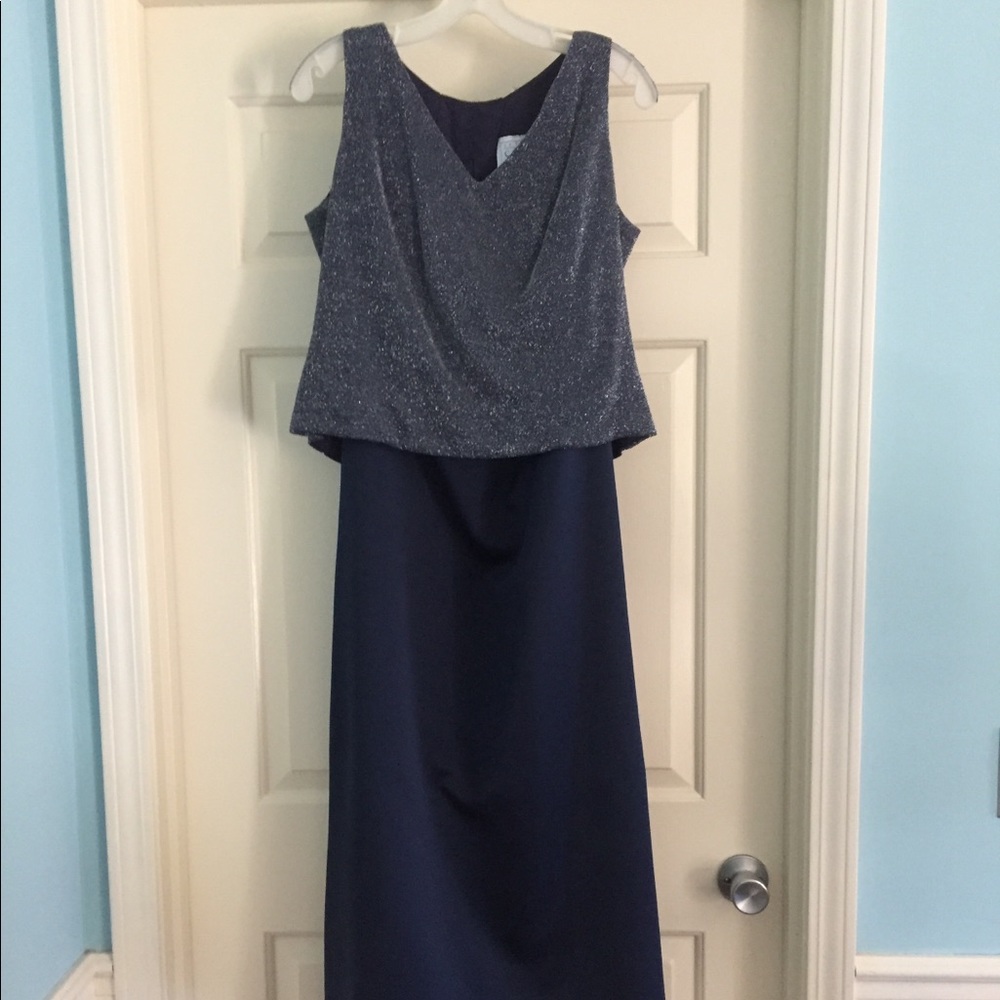 After Six navy / silver dress. Worn once in early 2000’s.